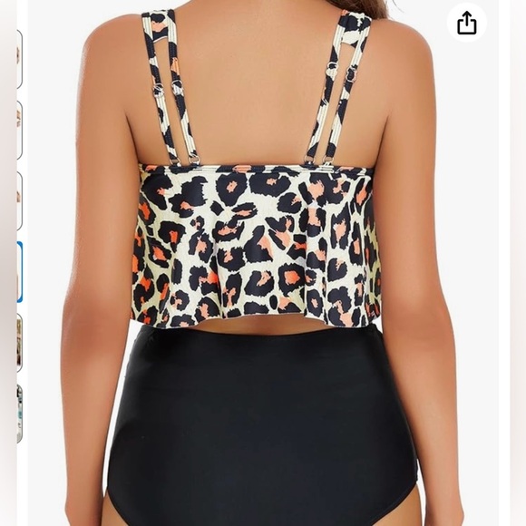 Womens Tankini Leopard Swimsuit Tummy Control Bathing Suit Modest XL - Picture 5 of 7
